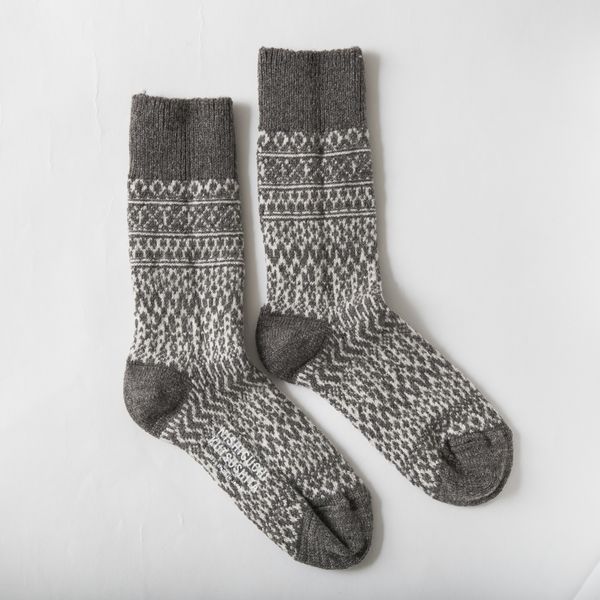 NISHIGUCHI KUTSUSHITA/ウールジャガードソックス S -足入れした瞬間に